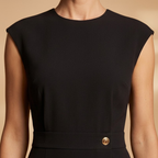 Women's Midi Dress with Ribbed Texture and Button Detailing