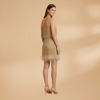 Women's Midi Dress with Sequins and Fringes for Evening Wear