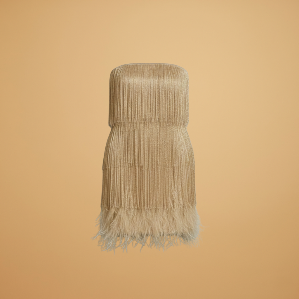 Women's Midi Dress with Sequins and Fringes for Evening Wear