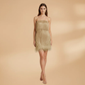 Women's Midi Dress with Sequins and Fringes for Evening Wear
