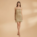 Women's Midi Dress with Sequins and Fringes for Evening Wear