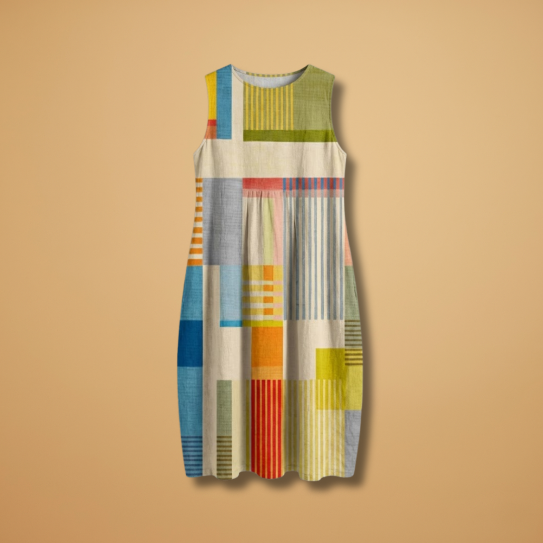 Women's Midi Dress with Sleeveless and Loose Fit