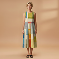 Women's Midi Dress with Sleeveless and Loose Fit