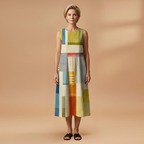 Women's Midi Dress with Sleeveless and Loose Fit