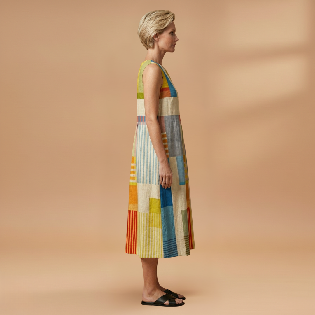 Women's Midi Dress with Sleeveless and Loose Fit