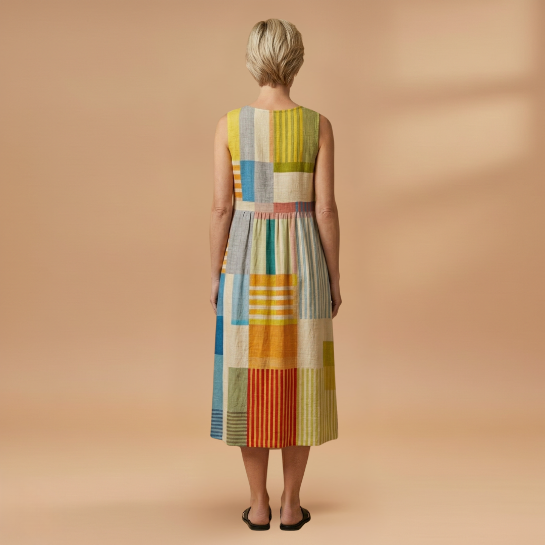 Women's Midi Dress with Sleeveless and Loose Fit