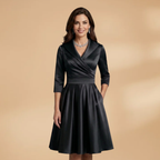 Women's Midi Dress with side pockets and satin finish