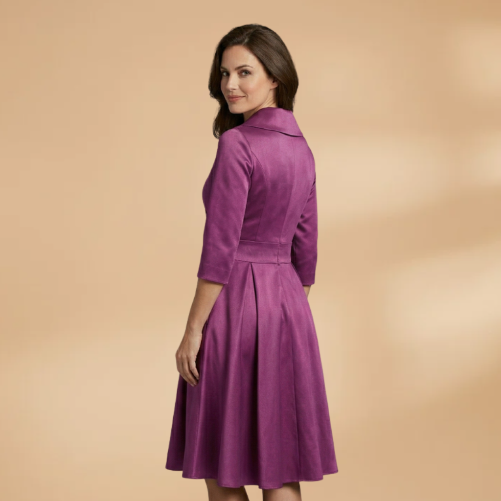 Women's Midi Dress with side pockets and satin finish