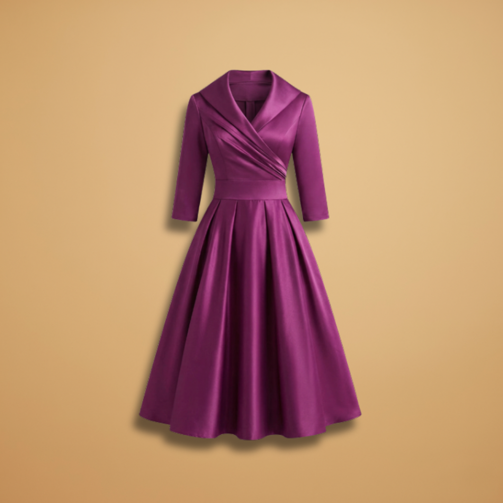Women's Midi Dress with side pockets and satin finish