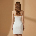 Women's Mini Dress with Slim Straps and Deep Neckline