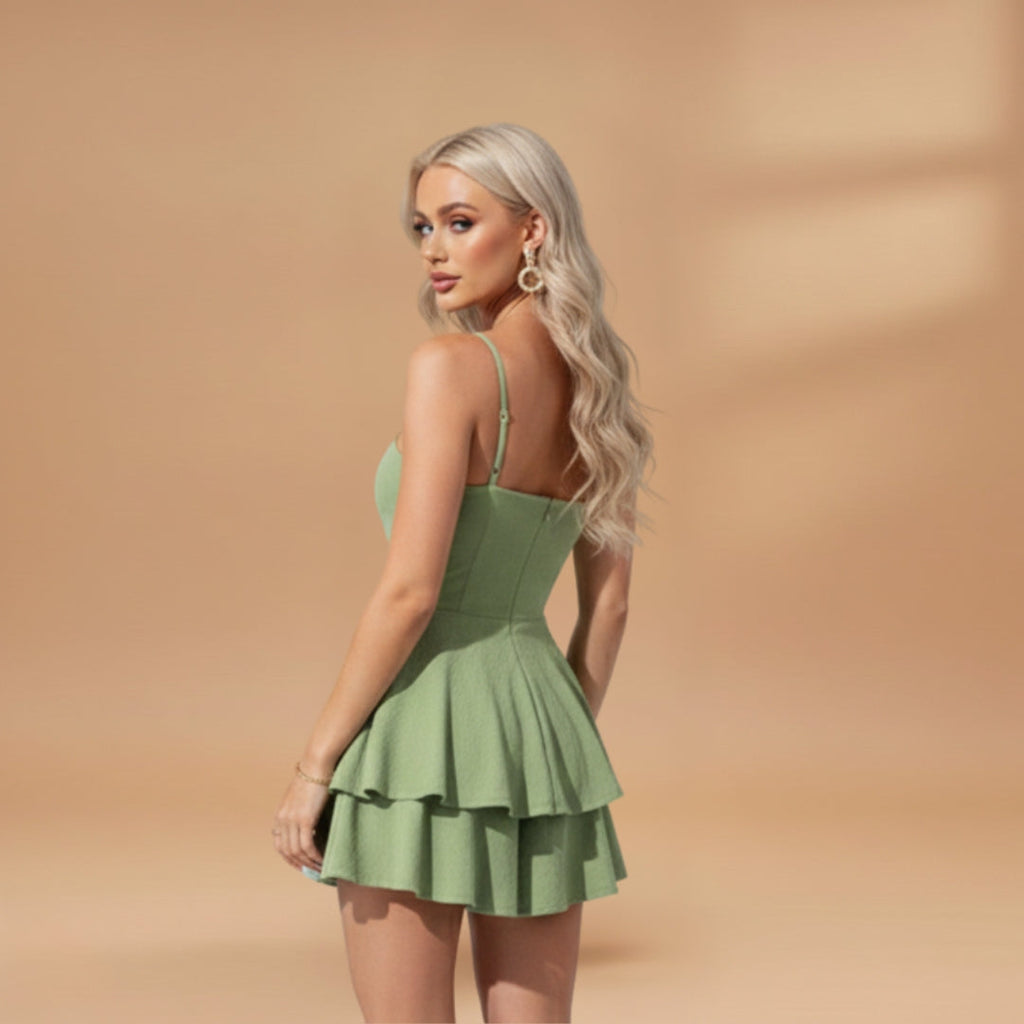 Women's Mini Dress with Spaghetti Straps and Flowing Fit