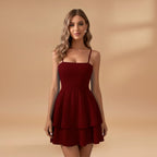 Women's Mini Dress with Spaghetti Straps and Flowing Fit