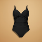 Women’s One-Piece Swimsuit with Cross-Folded Top and High Waist