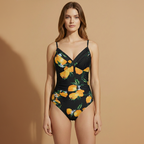 Women’s One-Piece Swimsuit with Cross-Folded Top and High Waist