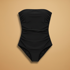 Women’s One-Piece Swimsuit with Strapless Design and Ruched Detailing