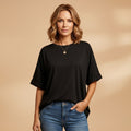 Women’s Oversized T-Shirt with Round Neck and Cuffed Sleeves
