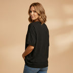 Women’s Oversized T-Shirt with Round Neck and Cuffed Sleeves