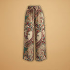 Women's Palazzo Pants with Elastic Waistband and Printed Surface