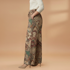 Women's Palazzo Pants with Elastic Waistband and Printed Surface