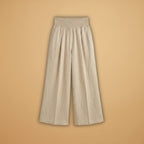Women's Palazzo Trousers with Elastic Waistband and Pleats