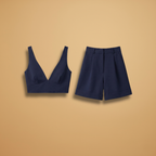 Women’s Set with Crop Top and Elastic Shorts