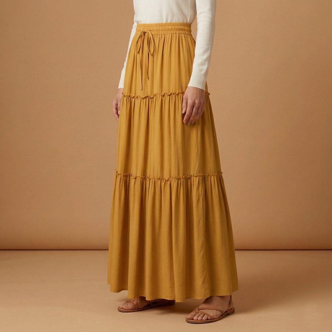Women’s Skirt with Elastic Waist and Bohemian Print