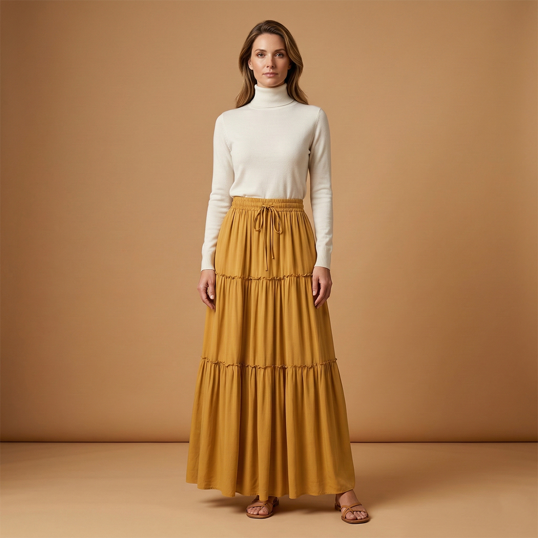 Women’s Skirt with Elastic Waist and Bohemian Print