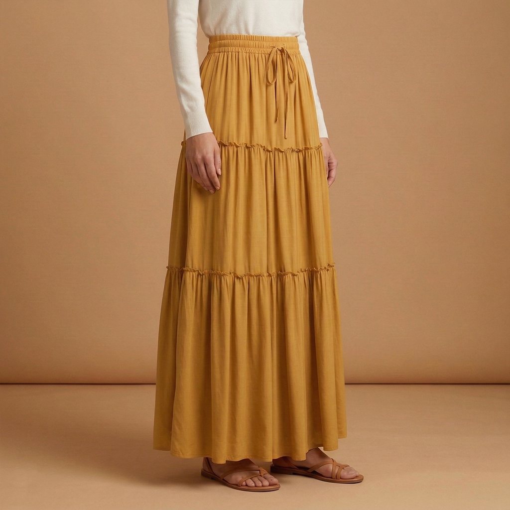 Women’s Skirt with Elastic Waist and Bohemian Print