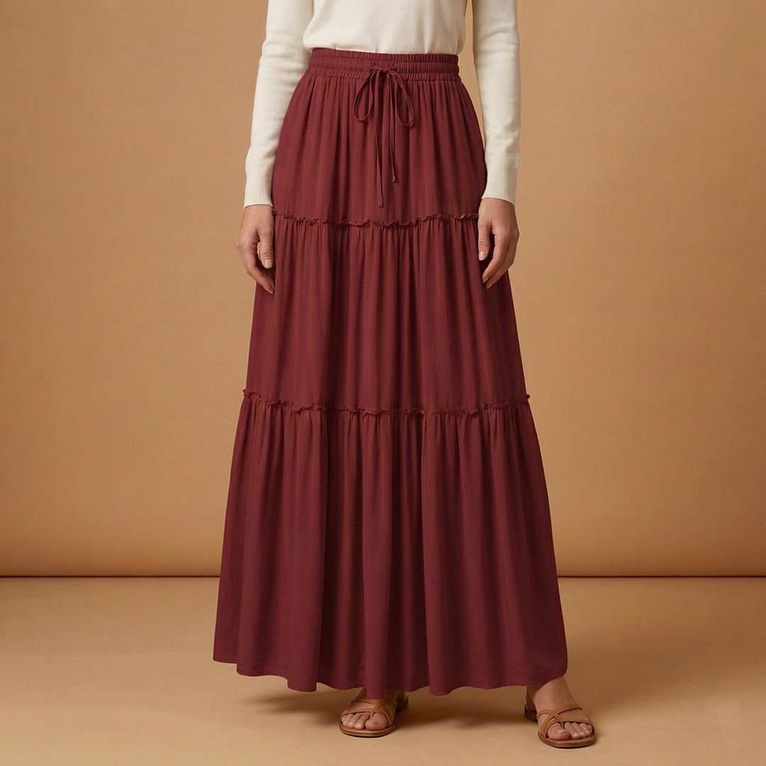 Women’s Skirt with Elastic Waist and Bohemian Print
