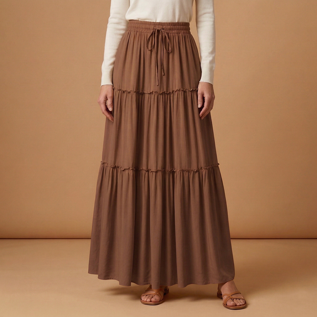 Women’s Skirt with Elastic Waist and Bohemian Print