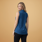 Women's Sleeveless Blouse with Collar and V-Neck