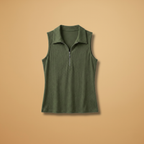 Women’s Sleeveless Polo Shirt with Zipper Detail
