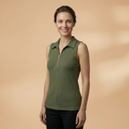 Women’s Sleeveless Polo Shirt with Zipper Detail