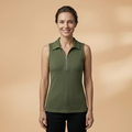 Women’s Sleeveless Polo Shirt with Zipper Detail