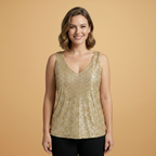 Women’s Sleeveless Top with Sequins and Lightweight Design