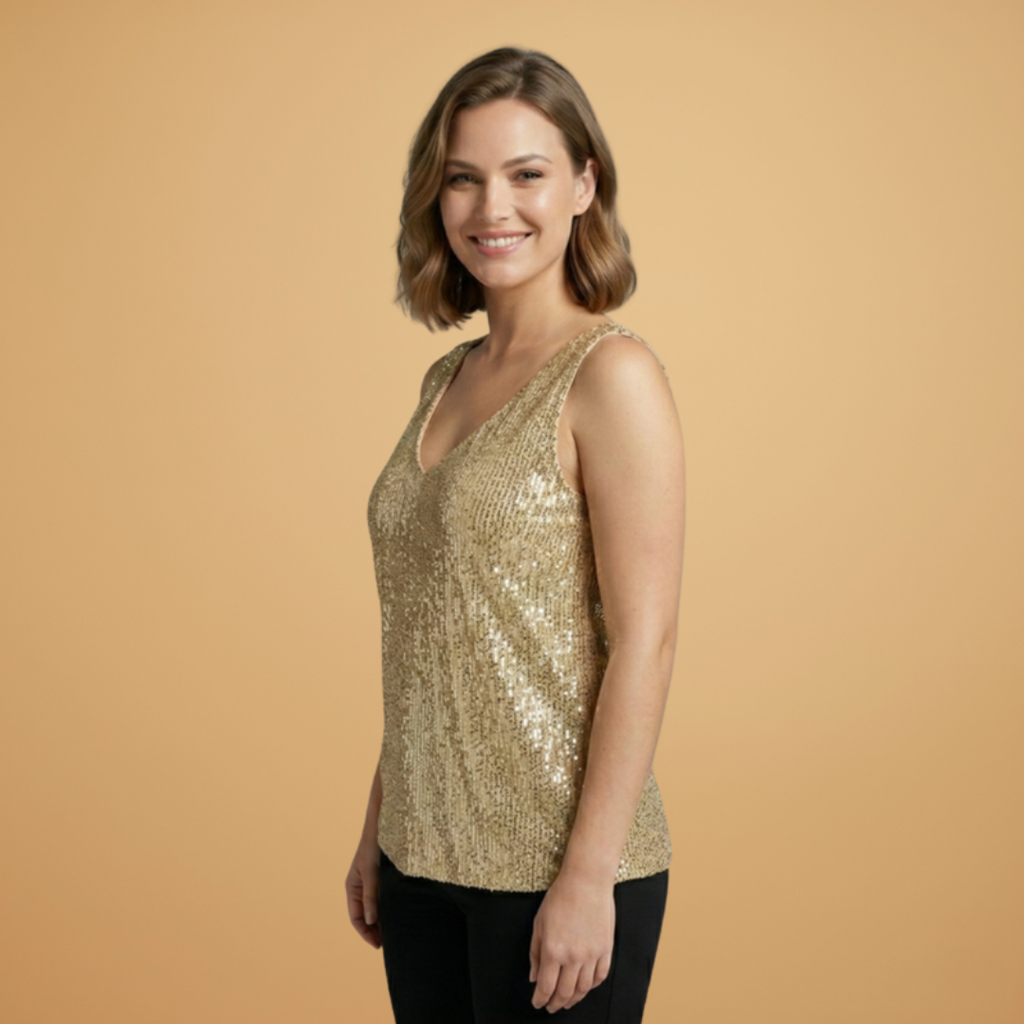 Women’s Sleeveless Top with Sequins and Lightweight Design