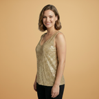 Women’s Sleeveless Top with Sequins and Lightweight Design
