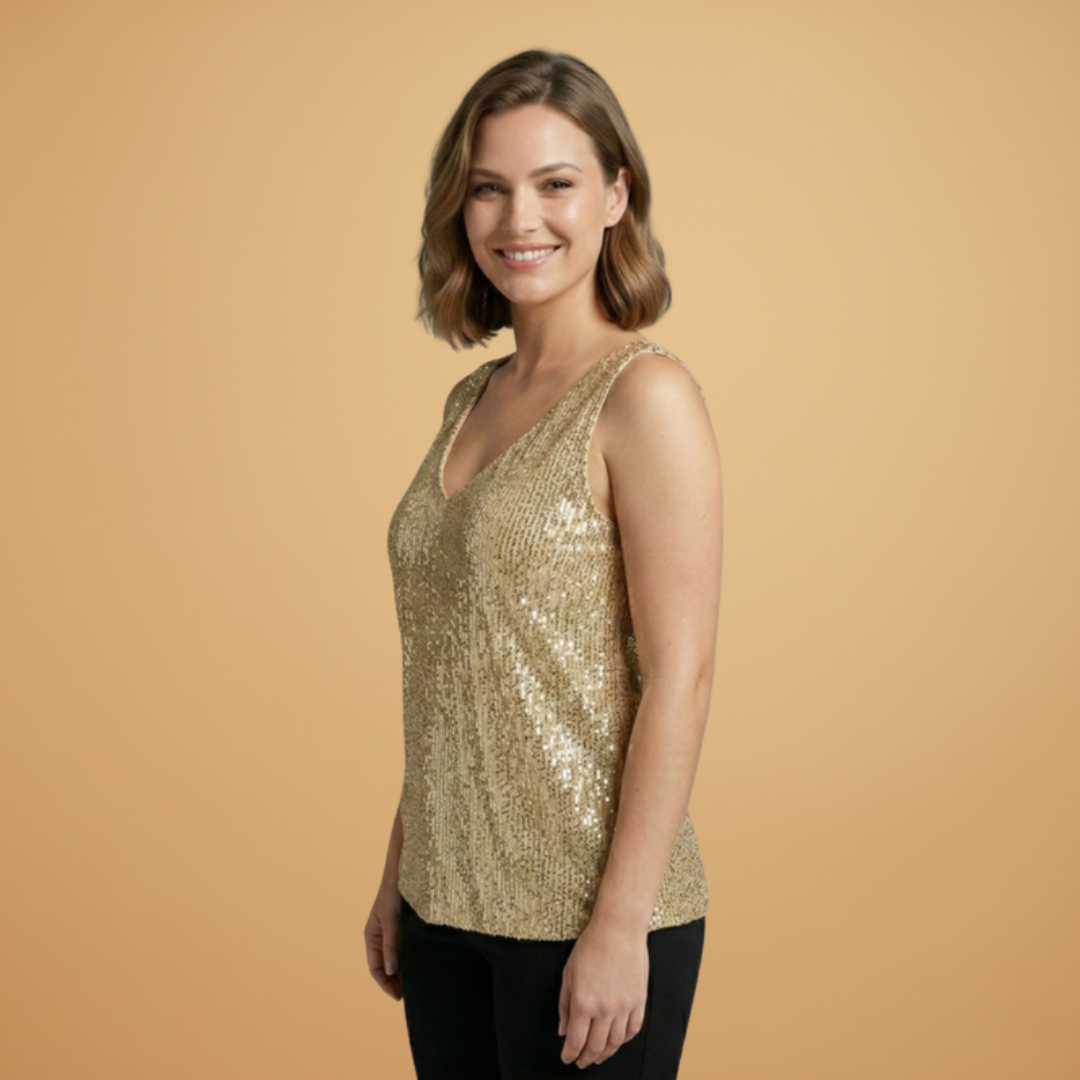 Women’s Sleeveless Top with Sequins and Lightweight Design