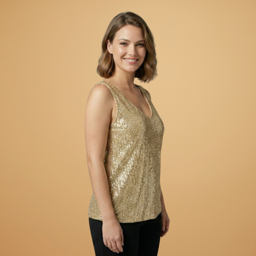 Women’s Sleeveless Top with Sequins and Lightweight Design