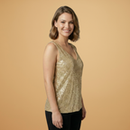 Women’s Sleeveless Top with Sequins and Lightweight Design