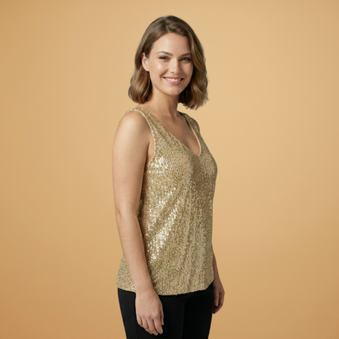 Women’s Sleeveless Top with Sequins and Lightweight Design