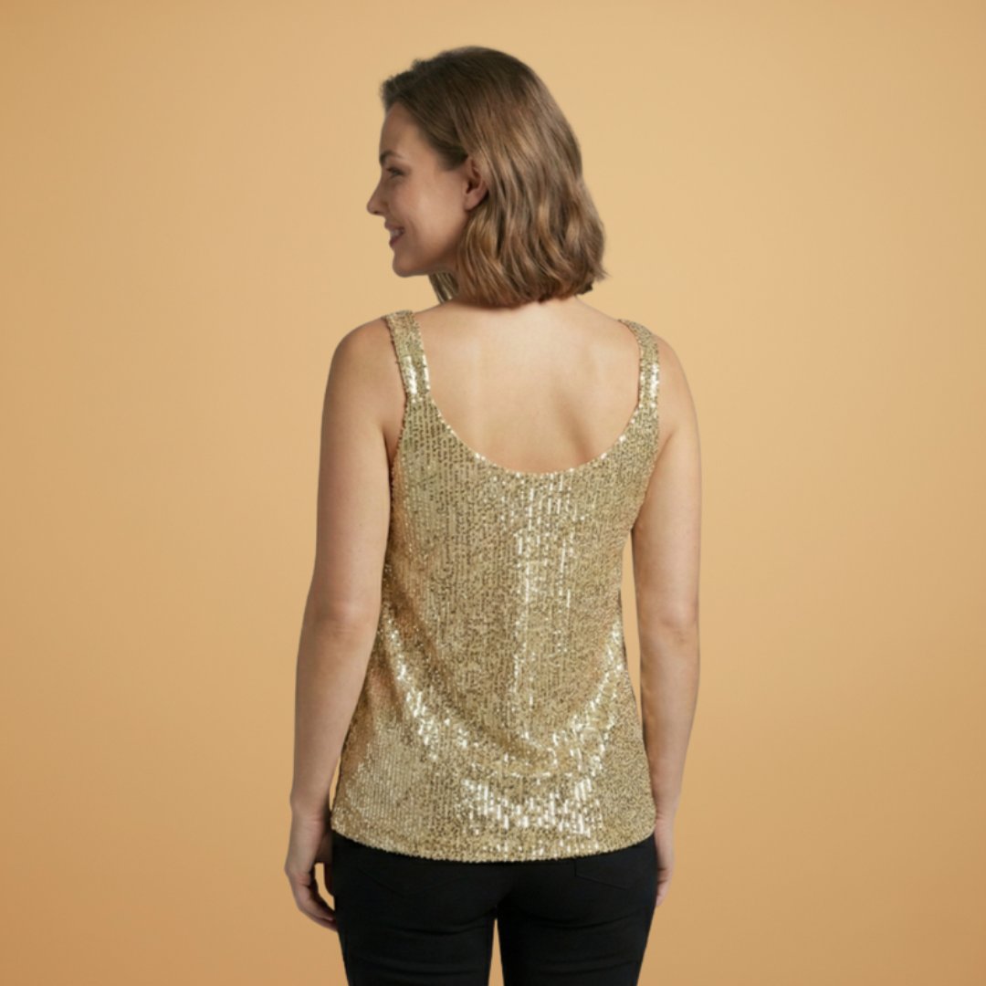 Women’s Sleeveless Top with Sequins and Lightweight Design