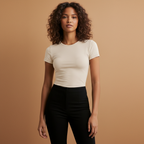 Women’s Slim Fit T-Shirt with Round Neck and Short Sleeves