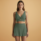 Women’s Sporty Bikini Set with Wrap Top and Skirt