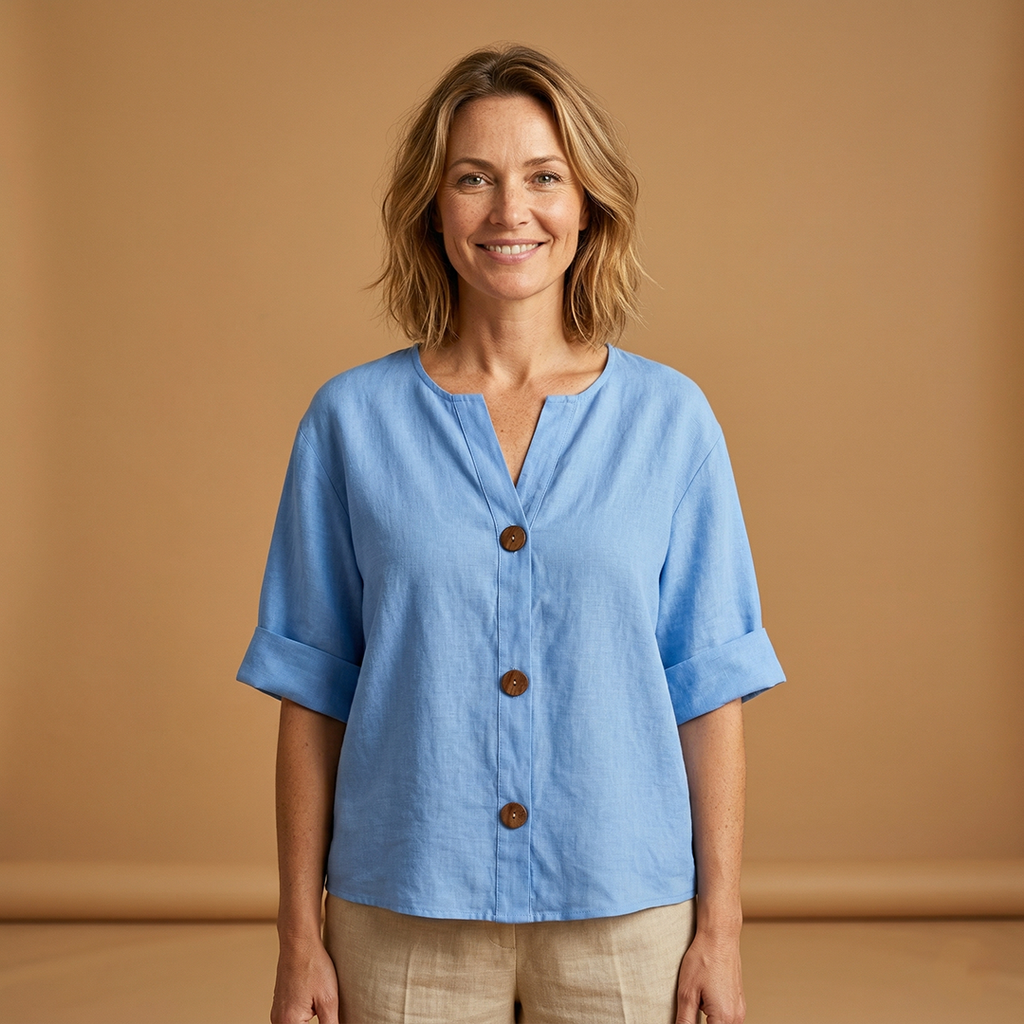 Women's Summer Blouse with Breathable Linen and Relaxed Fit
