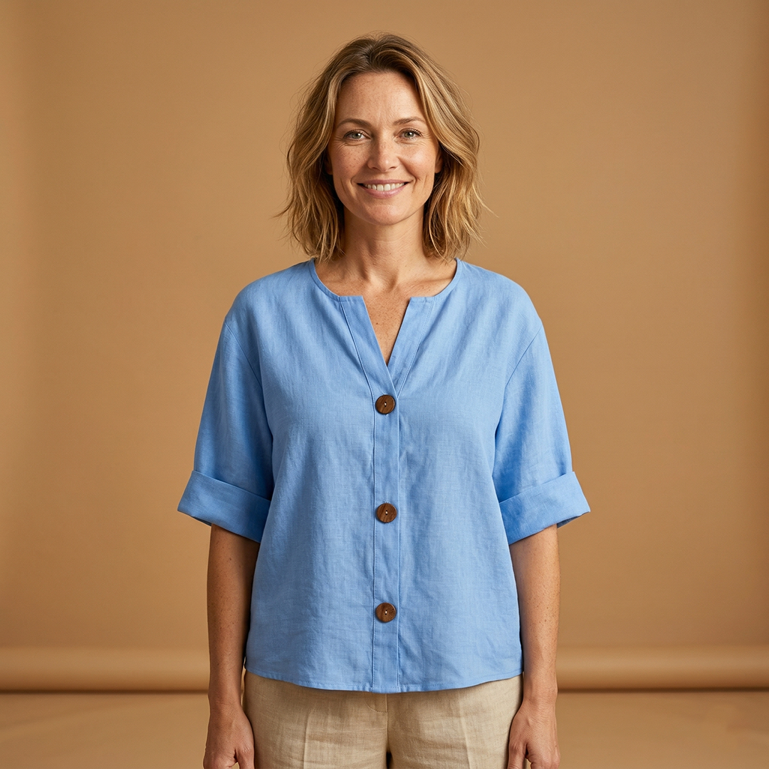 Women's Summer Blouse with Breathable Linen and Relaxed Fit