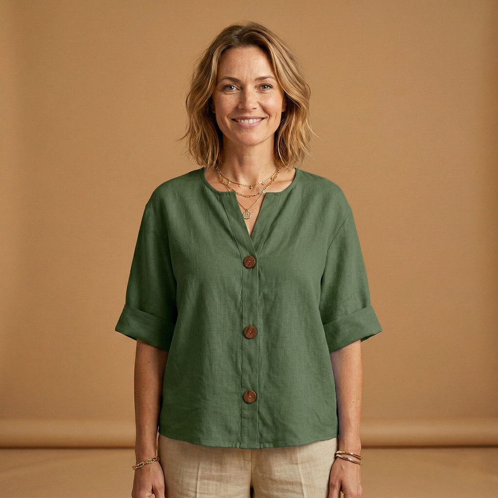 Women's Summer Blouse with Breathable Linen and Relaxed Fit
