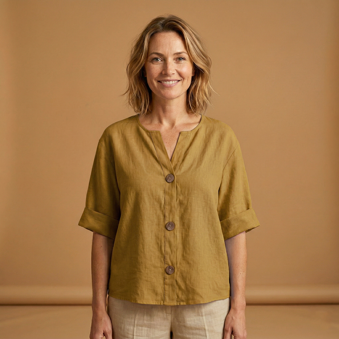 Women's Summer Blouse with Breathable Linen and Relaxed Fit