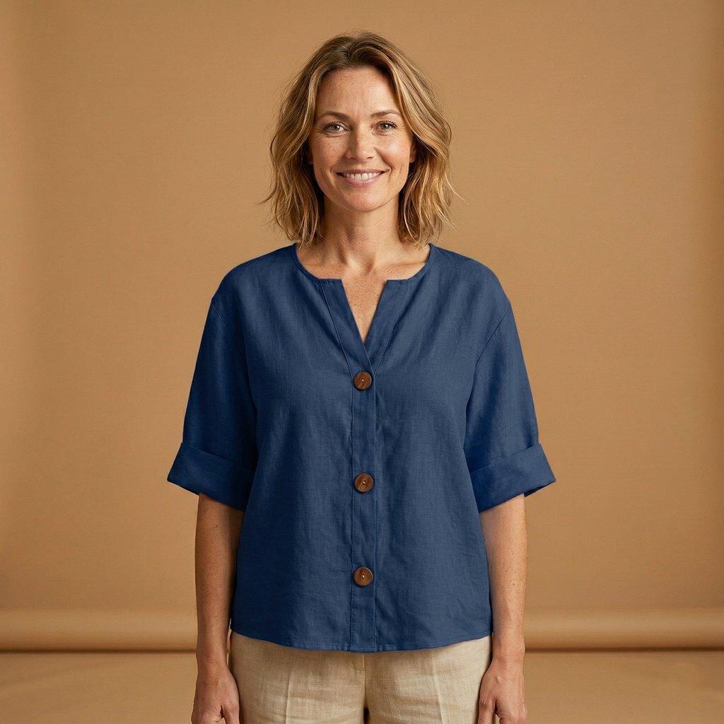 Women's Summer Blouse with Breathable Linen and Relaxed Fit