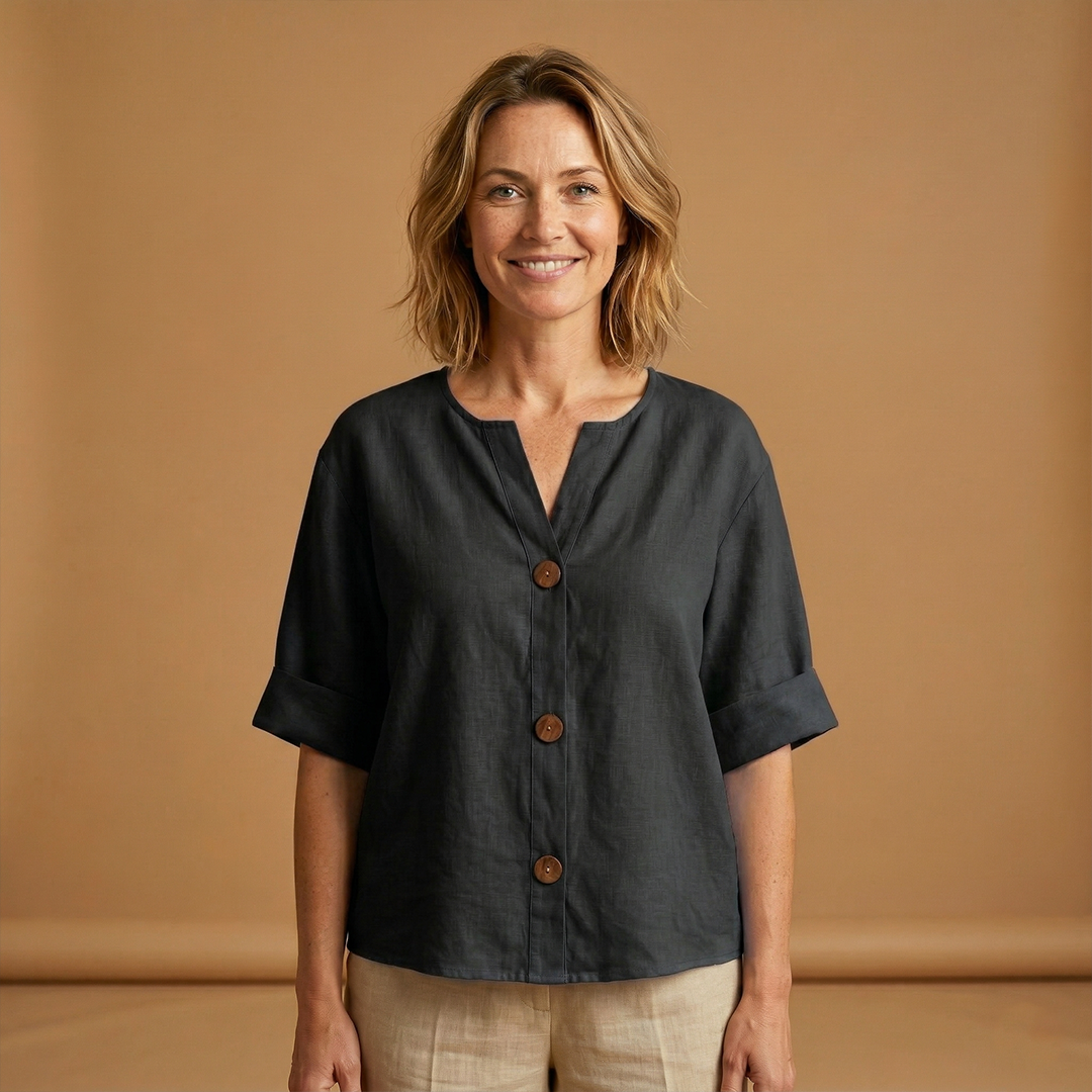 Women's Summer Blouse with Breathable Linen and Relaxed Fit